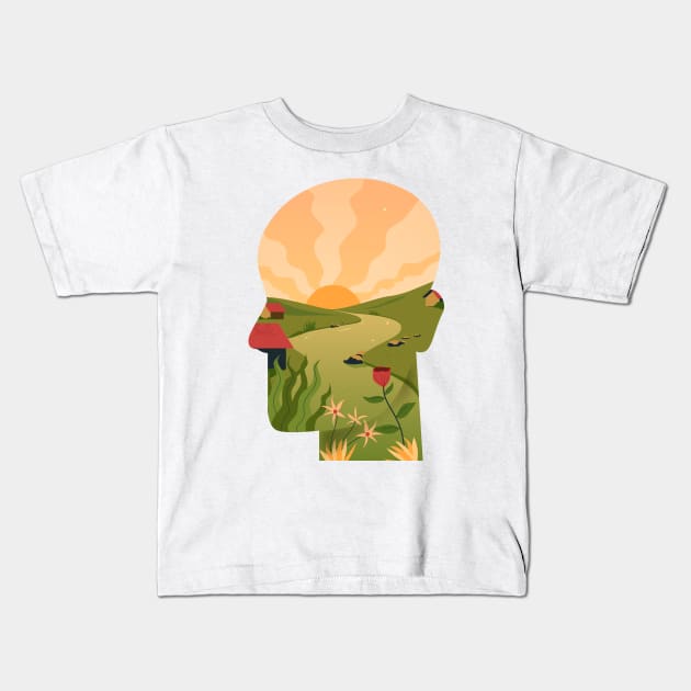 Head Full Of Visions Kids T-Shirt by Zakaria Azis